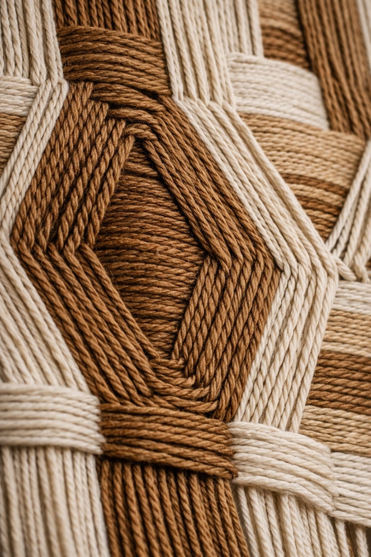 Détail du textile tissé, vue oblique mettant en valeur le relief et la densité des fibres